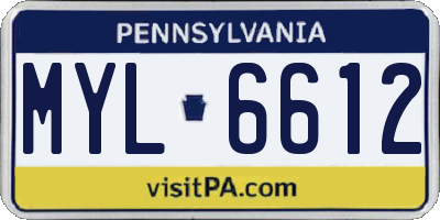 PA license plate MYL6612