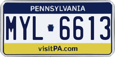 PA license plate MYL6613