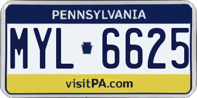 PA license plate MYL6625