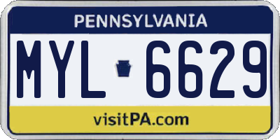 PA license plate MYL6629