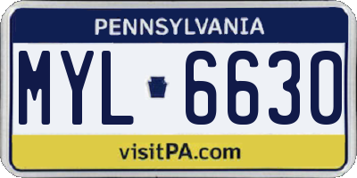 PA license plate MYL6630