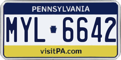 PA license plate MYL6642