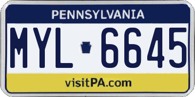 PA license plate MYL6645