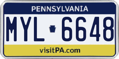 PA license plate MYL6648