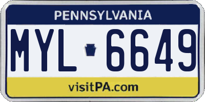 PA license plate MYL6649