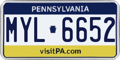 PA license plate MYL6652