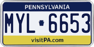 PA license plate MYL6653