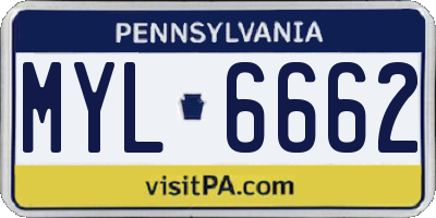 PA license plate MYL6662
