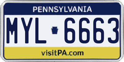PA license plate MYL6663