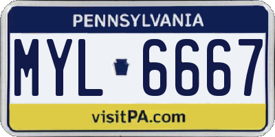 PA license plate MYL6667