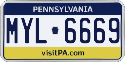 PA license plate MYL6669