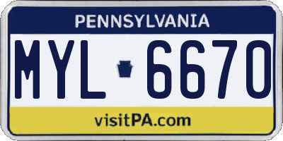 PA license plate MYL6670