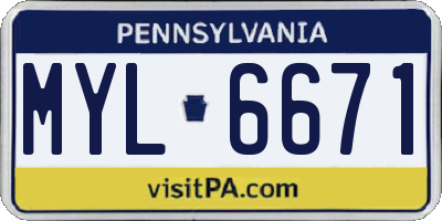 PA license plate MYL6671