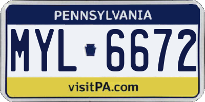 PA license plate MYL6672