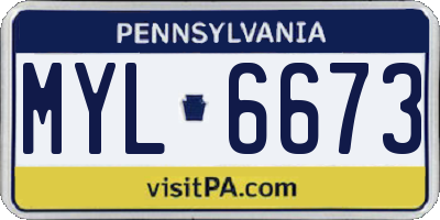PA license plate MYL6673