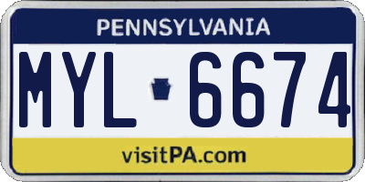 PA license plate MYL6674