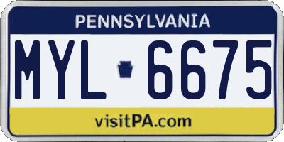 PA license plate MYL6675