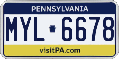 PA license plate MYL6678