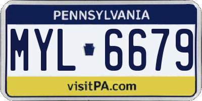 PA license plate MYL6679