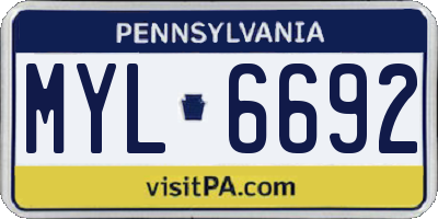PA license plate MYL6692