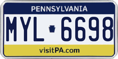PA license plate MYL6698