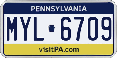PA license plate MYL6709