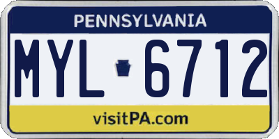 PA license plate MYL6712