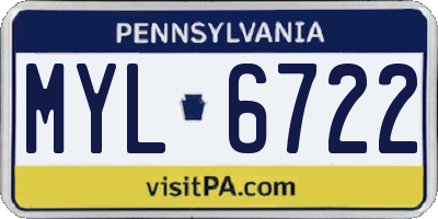 PA license plate MYL6722
