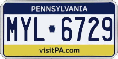 PA license plate MYL6729
