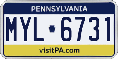 PA license plate MYL6731