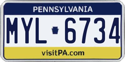 PA license plate MYL6734