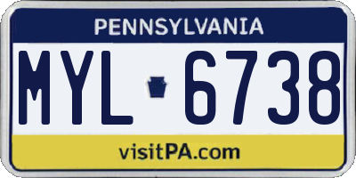 PA license plate MYL6738