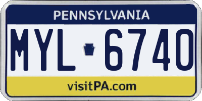 PA license plate MYL6740