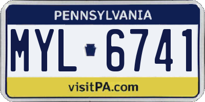 PA license plate MYL6741