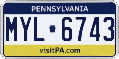 PA license plate MYL6743