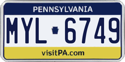 PA license plate MYL6749