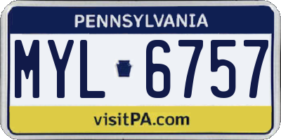 PA license plate MYL6757