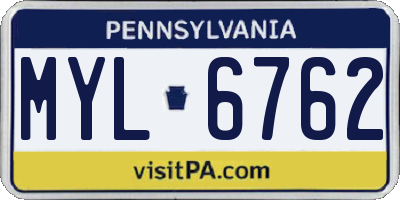 PA license plate MYL6762