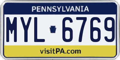 PA license plate MYL6769