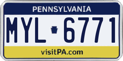 PA license plate MYL6771