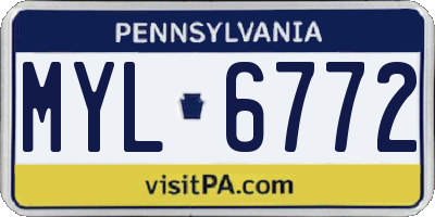 PA license plate MYL6772