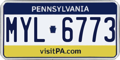 PA license plate MYL6773