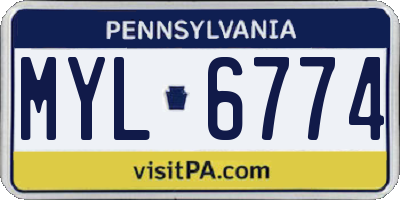 PA license plate MYL6774