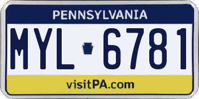 PA license plate MYL6781