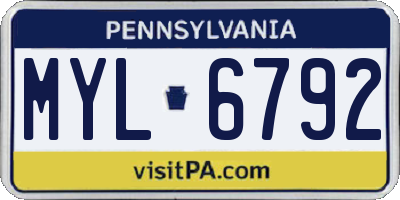 PA license plate MYL6792