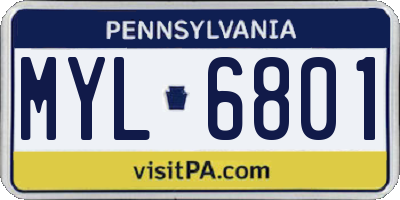 PA license plate MYL6801