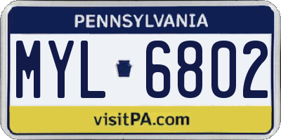 PA license plate MYL6802