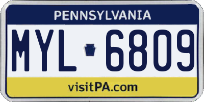 PA license plate MYL6809