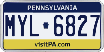 PA license plate MYL6827