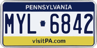 PA license plate MYL6842